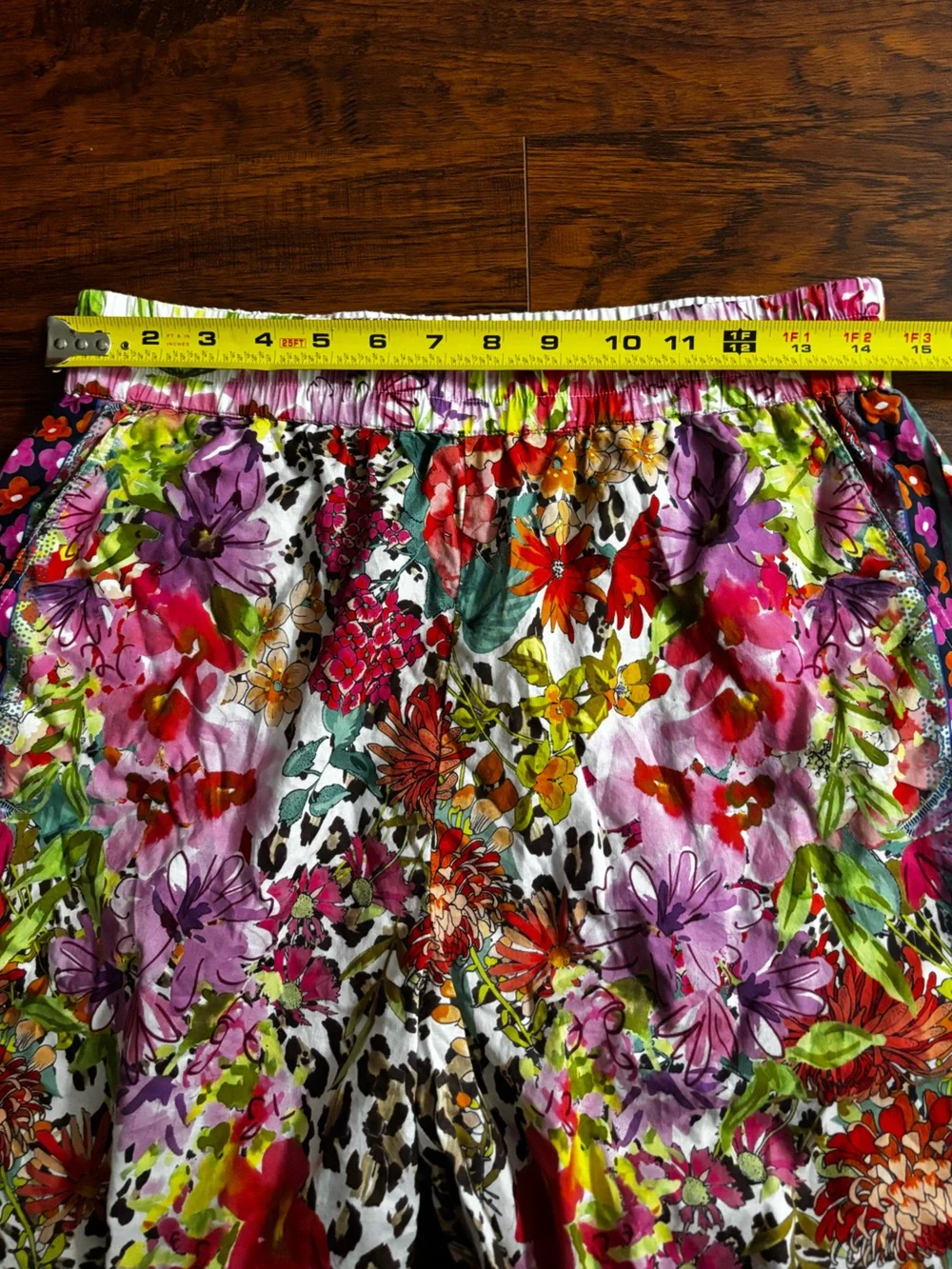 Johnny Was Two-Piece Set Puff Sleeve Top + Shorts 100% Cotton Wild Garden Floral